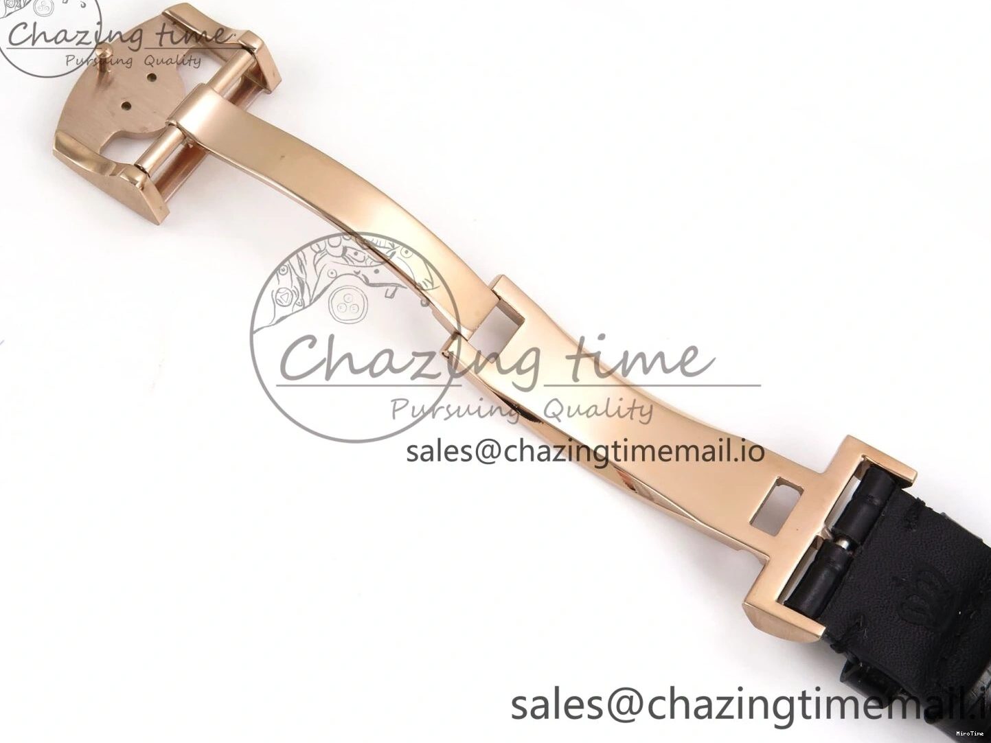 MIROTIME 0110 Portugieser Automatic 42mm RG APSF 1:1 Best Edition Black Dial on Black Leather Strap A Original 7007